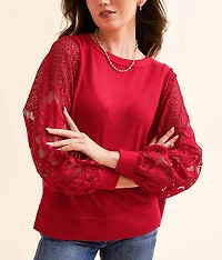 Floral Lace Sleeve Top