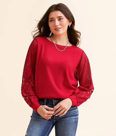Floral Lace Sleeve Top