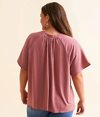 Pleated V-Neck Top