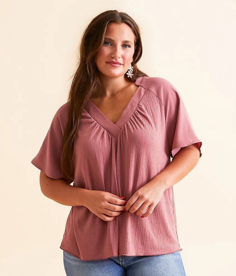 Pleated V-Neck Top