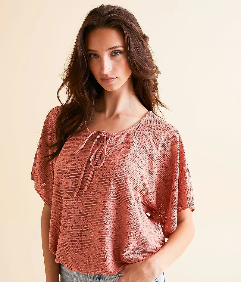 Textured Lace-Up Top
