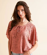 Textured Lace-Up Top