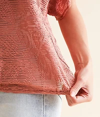 Textured Lace-Up Top