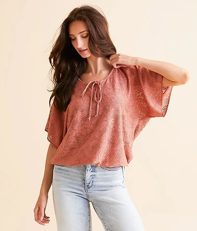 Textured Lace-Up Top