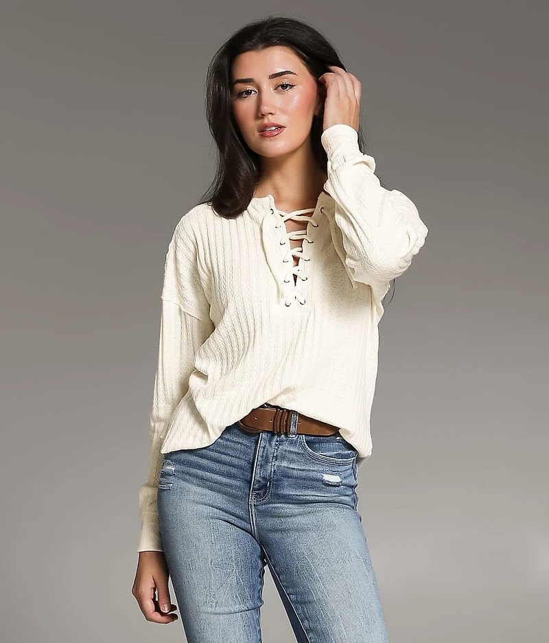 Lace-Up Crochet Top