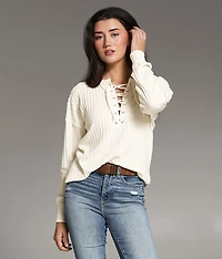 Lace-Up Crochet Top