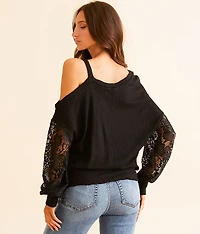 Cold Shoulder Textured Top