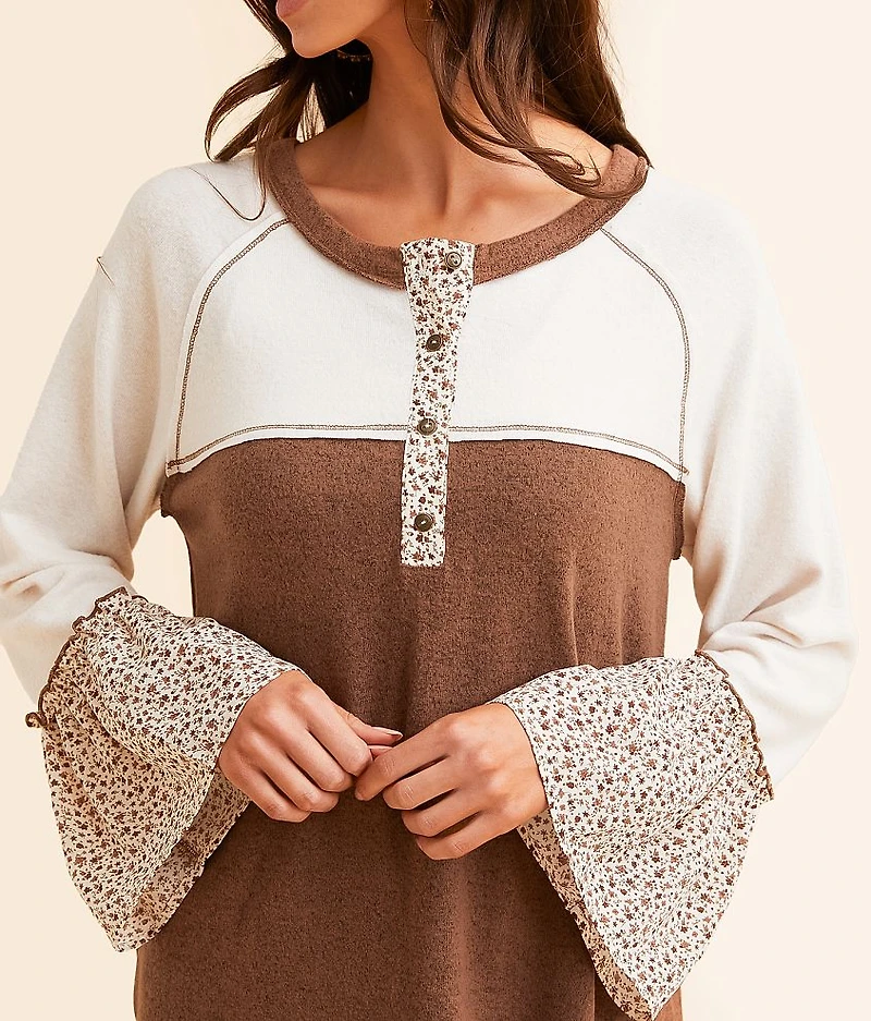 Color Block Henley Top