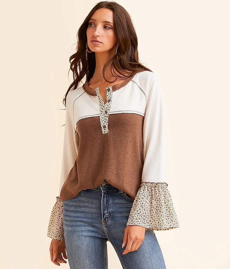 Color Block Henley Top