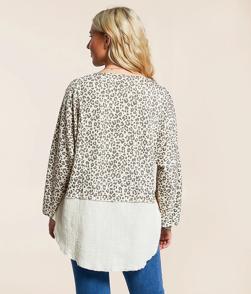 Pieced Cheetah Print Top