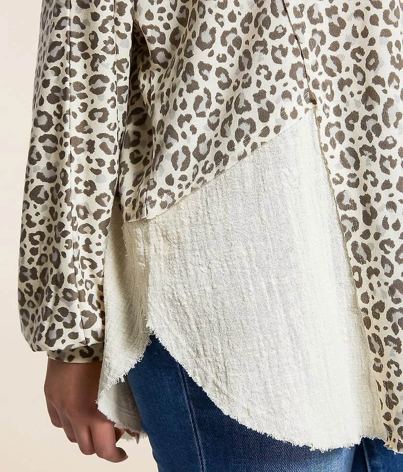Pieced Cheetah Print Top