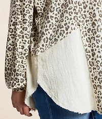 Pieced Cheetah Print Top