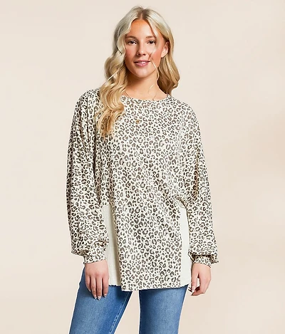Pieced Cheetah Print Top