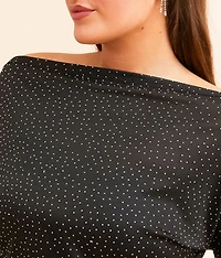 Rhinestone Mesh Top