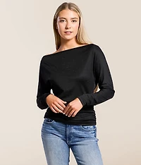 Rhinestone Boatneck Top