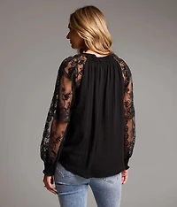 Embroidered Mesh Blouse
