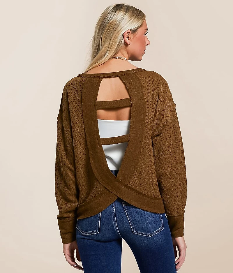 Raw Edge Open Weave Top
