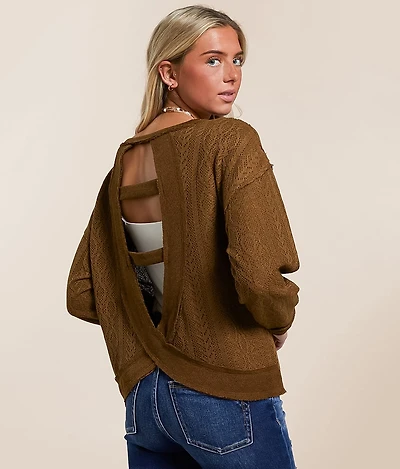 Raw Edge Open Weave Top