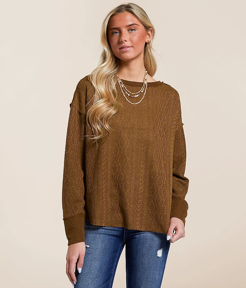 Raw Edge Open Weave Top