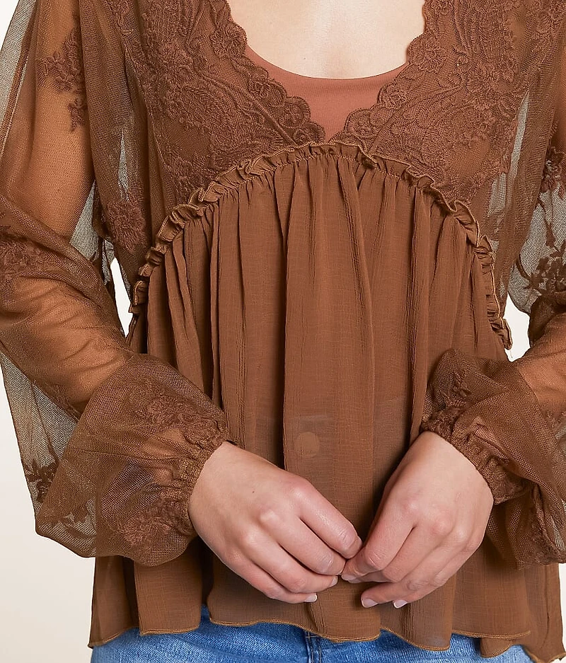 Floral Mesh Empire Top