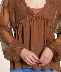 Floral Mesh Empire Top