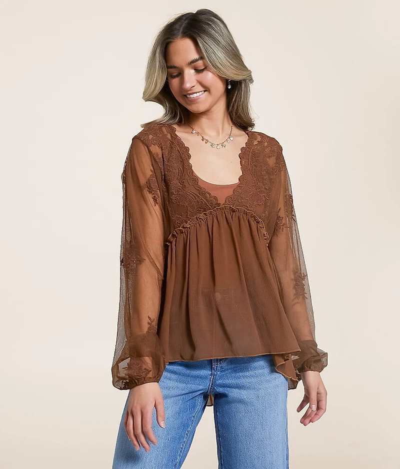 Floral Mesh Empire Top