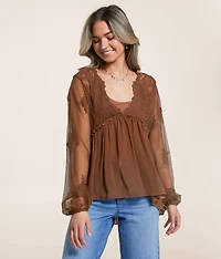 Floral Mesh Empire Top