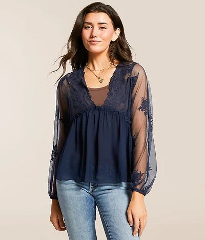 Floral Mesh Empire Top