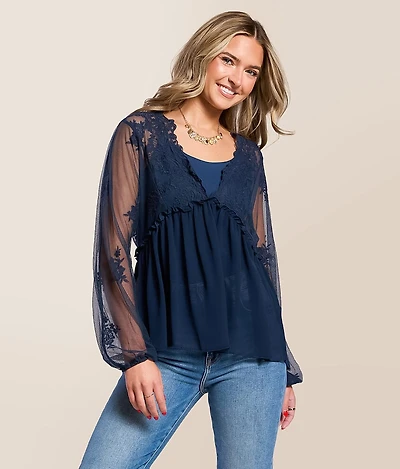 Floral Mesh Empire Top
