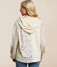 Mixed Knit Henley Hoodie