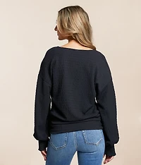 Textured Faux Button Top