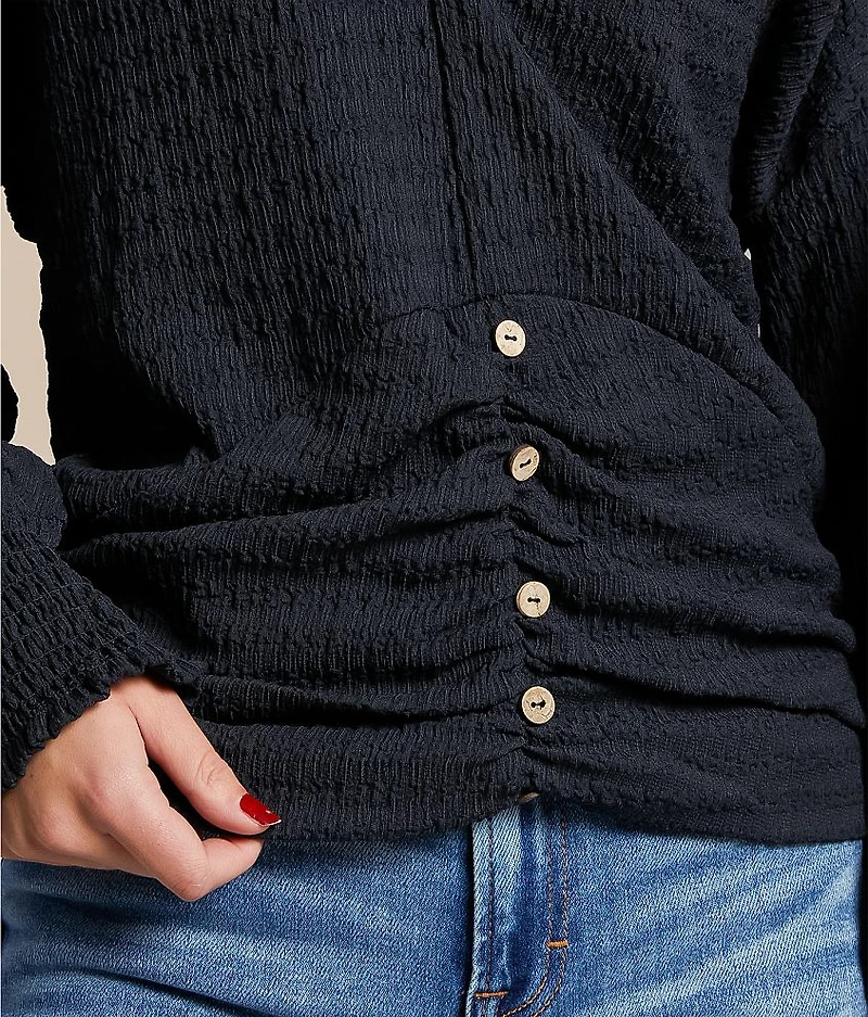 Textured Faux Button Top