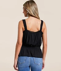 Crochet Trim Peplum Tank Top