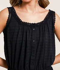 Crochet Trim Peplum Tank Top