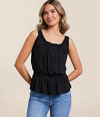Crochet Trim Peplum Tank Top