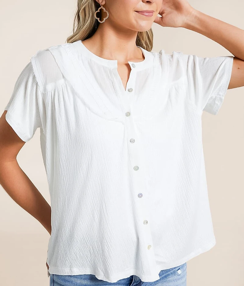 Raw Edge Textured Blouse