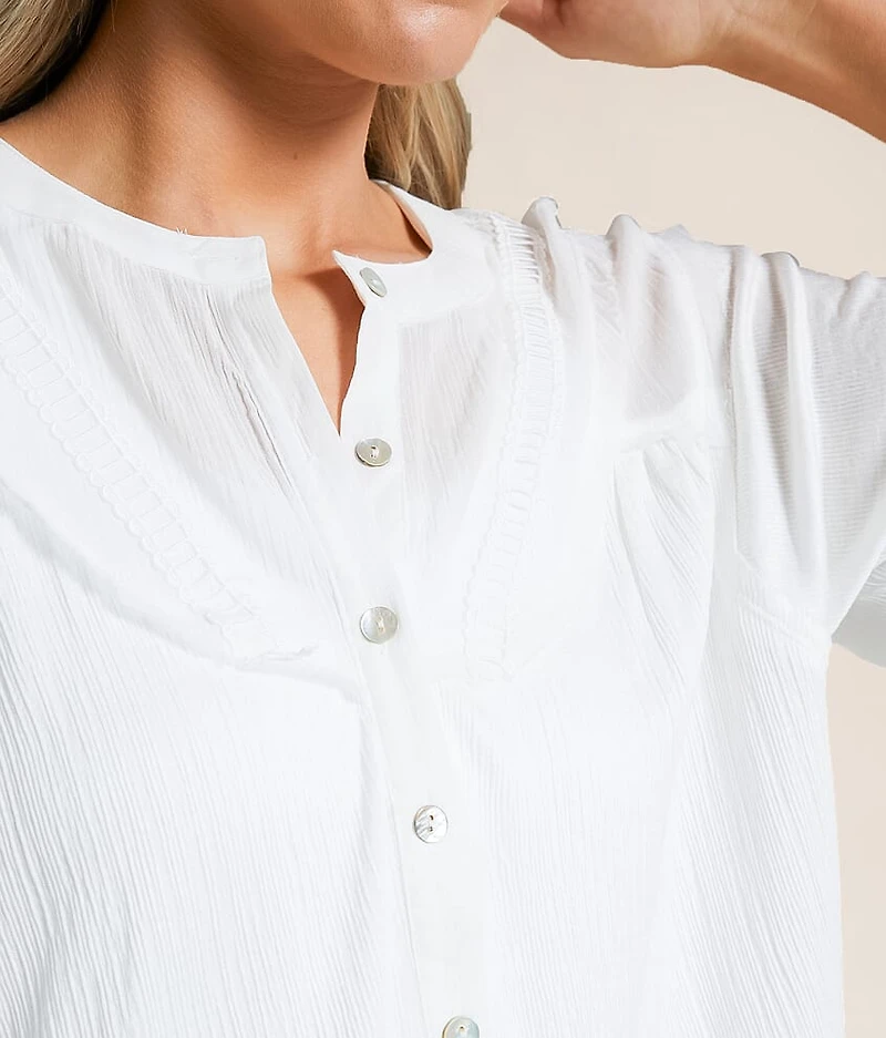 Raw Edge Textured Blouse