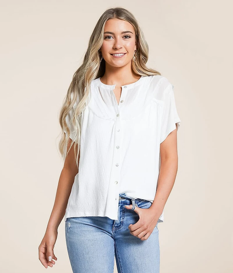 Raw Edge Textured Blouse