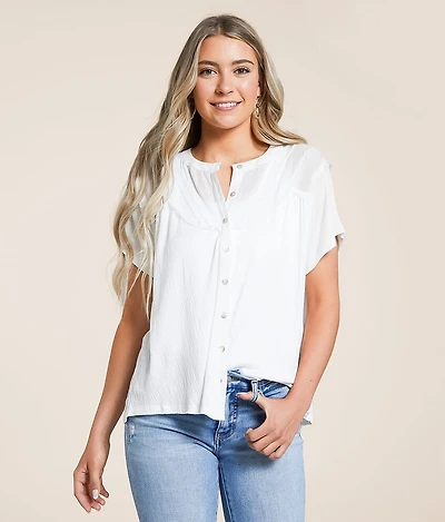 Raw Edge Textured Blouse