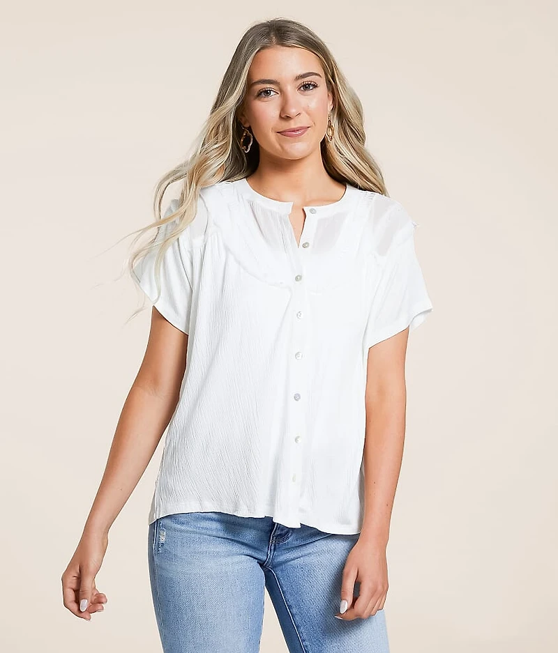 Raw Edge Textured Blouse
