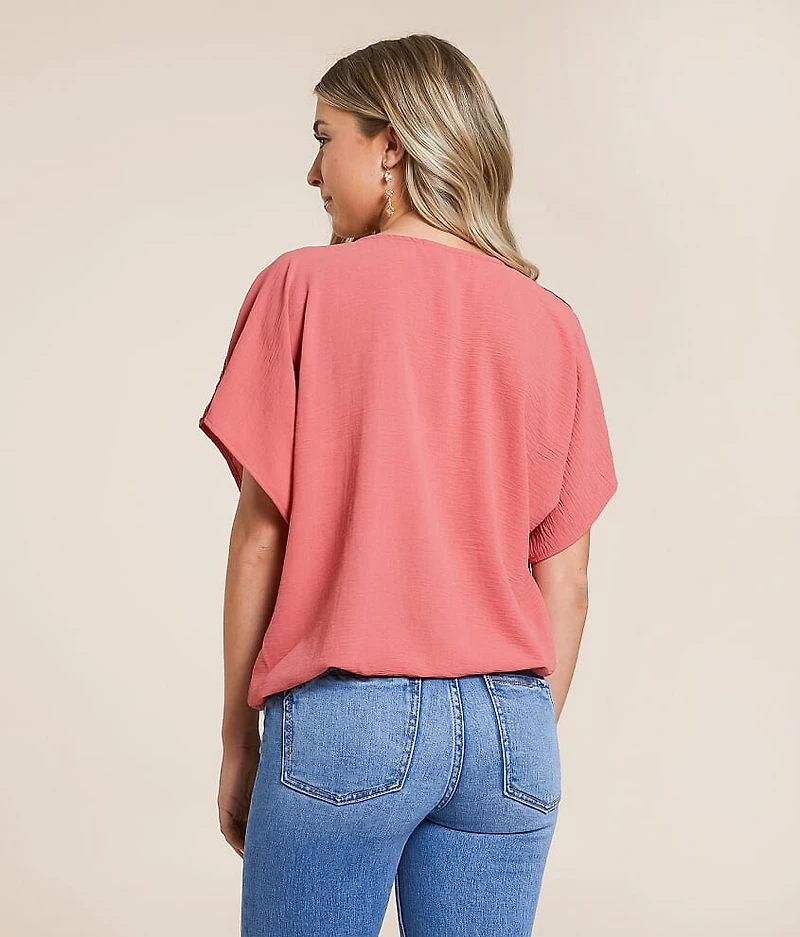 Crinkle Front Tie Top