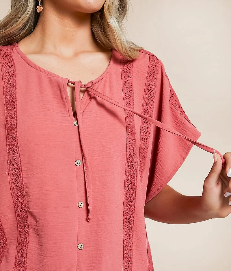 Crinkle Front Tie Top