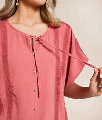 Crinkle Front Tie Top