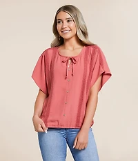 Crinkle Front Tie Top