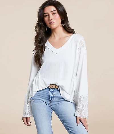 Floral Lace Inset Top