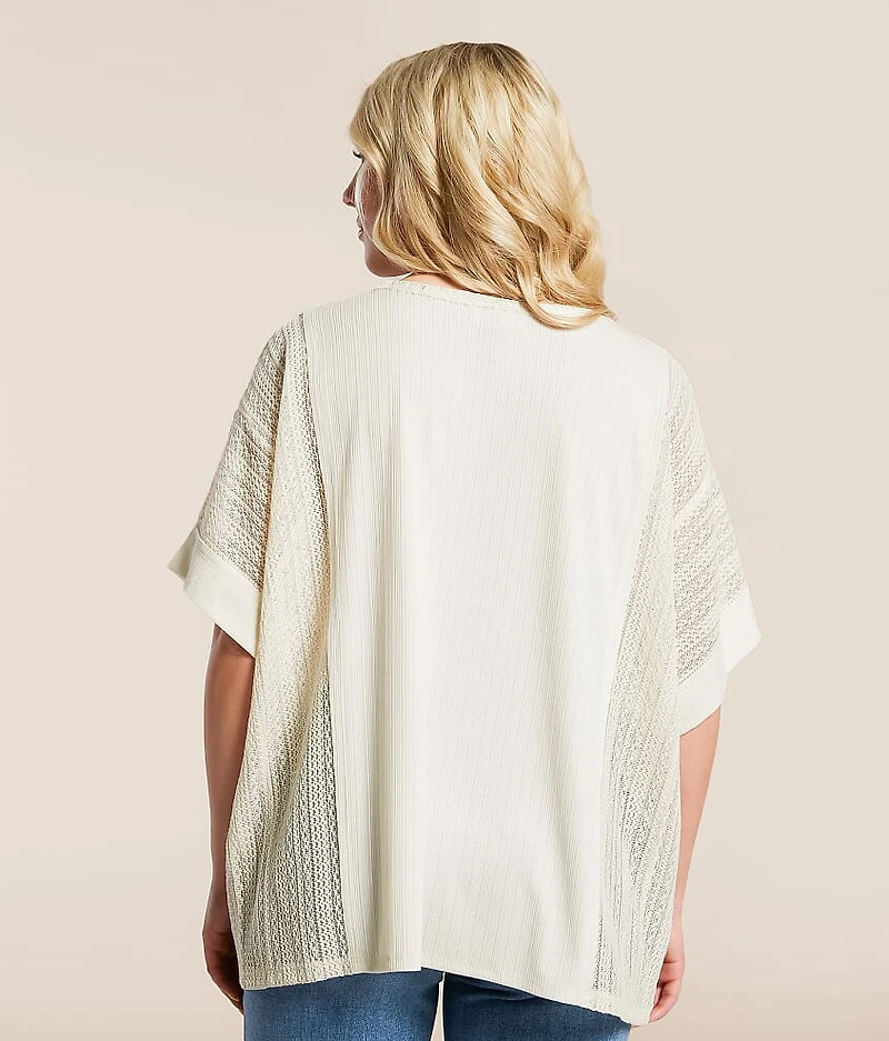 Pieced Pointelle Floral Top