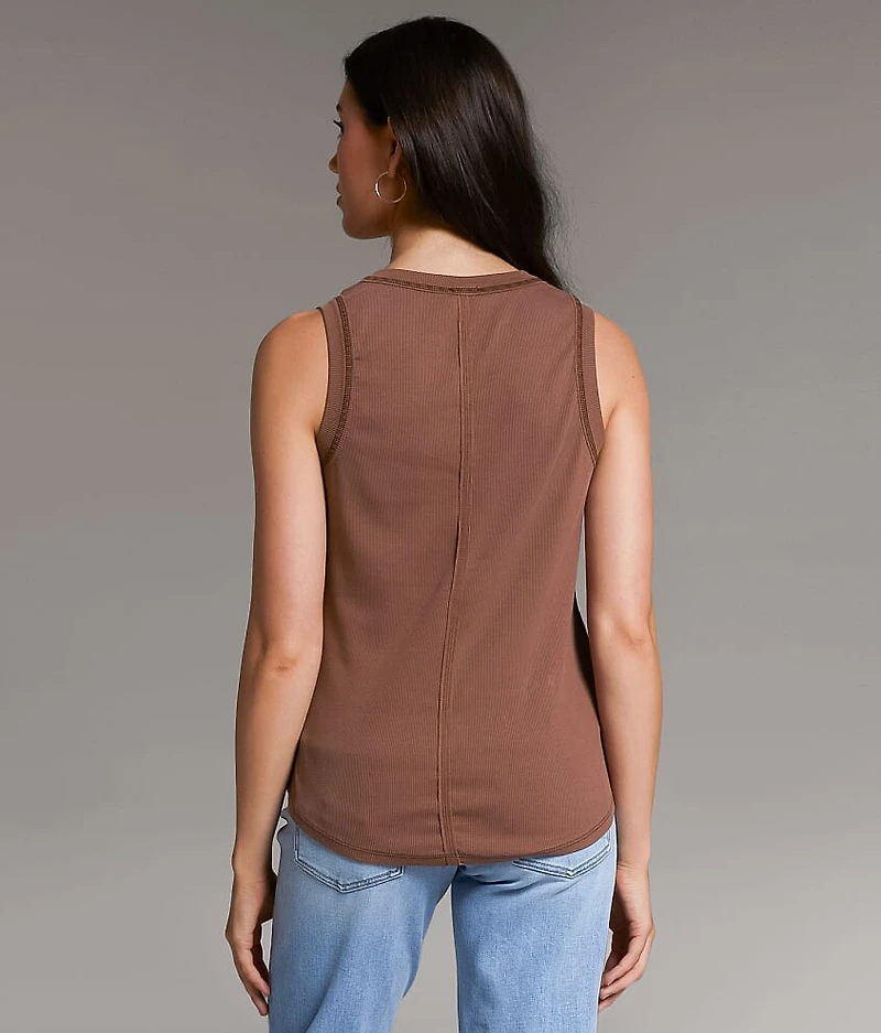 Contrast Stitch Henley Tank Top