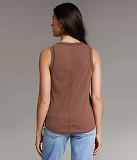 Contrast Stitch Henley Tank Top