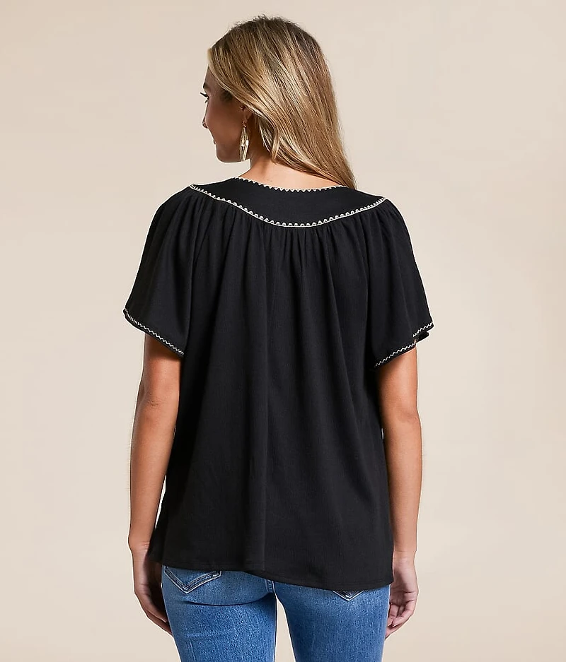 Embroidered Trim Top