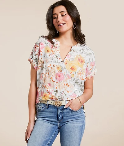 Crinkle Floral Top